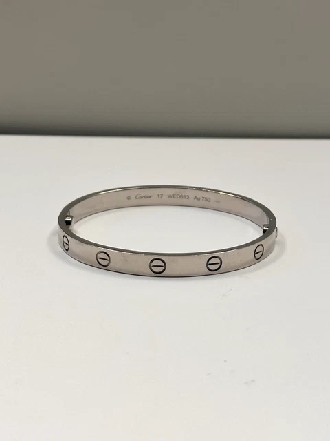 Bracelet Cartier LOVE en or blanc 18 carats, taille 17, coffret complet et certificat – Image 7
