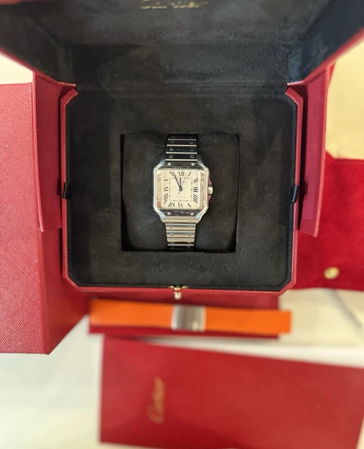 Montre Cartier Santos de Cartier Medium en acier inoxydable WSSA0029, coffret et papiers – Image 19