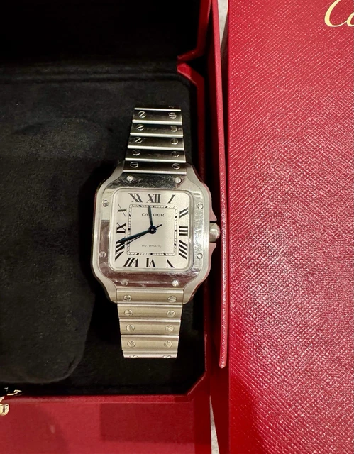 Montre Cartier Santos de Cartier Medium en acier inoxydable WSSA0029, coffret et papiers – Image 12