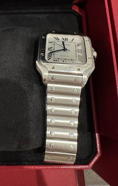 Montre Cartier Santos de Cartier Medium en acier inoxydable WSSA0029, coffret et papiers – Image 11