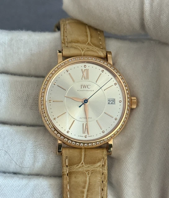Montre IWC Portofino en or rose 18 carats avec diamants, 37 mm, réf. IW458107. – Image 9