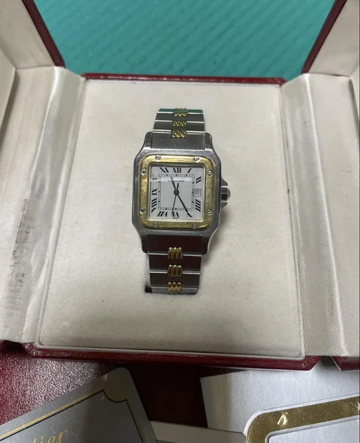 Montre-bracelet automatique Cartier Santos Godron rare de 1980 d'occasion – Image 10