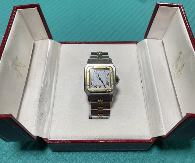 Montre-bracelet automatique Cartier Santos Godron rare de 1980 d'occasion – Image 9