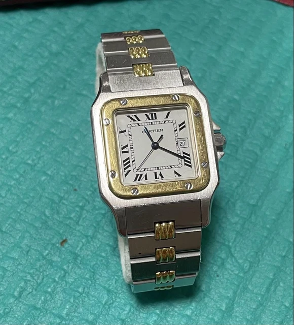Montre-bracelet automatique Cartier Santos Godron rare de 1980 d'occasion – Image 14