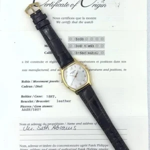 Montre-bracelet automatique Patek Philippe pour homme, rare, en or 18 carats, référence 5030, avec papiers