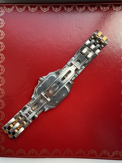 Montre unisexe vintage Panthère de Cartier 27 mm en acier et or à deux rangs, avec boîte et papiers – Image 15
