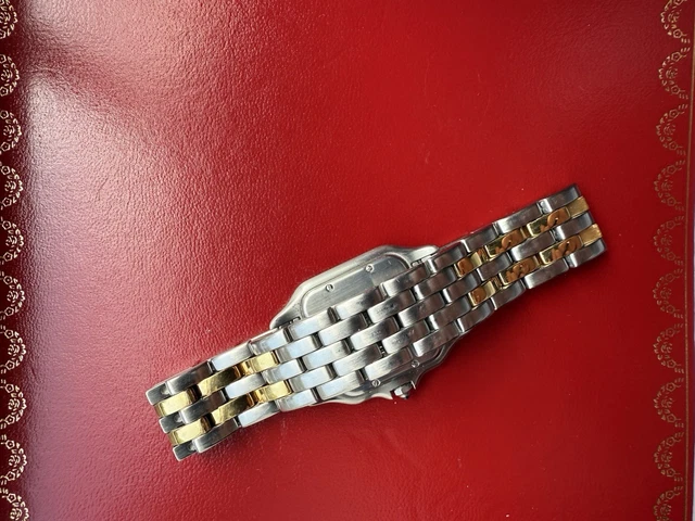 Montre unisexe vintage Panthère de Cartier 27 mm en acier et or à deux rangs, avec boîte et papiers – Image 12